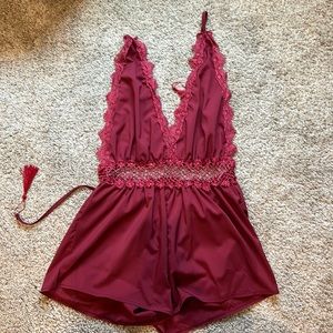 SHEIN Red Open Back Romper